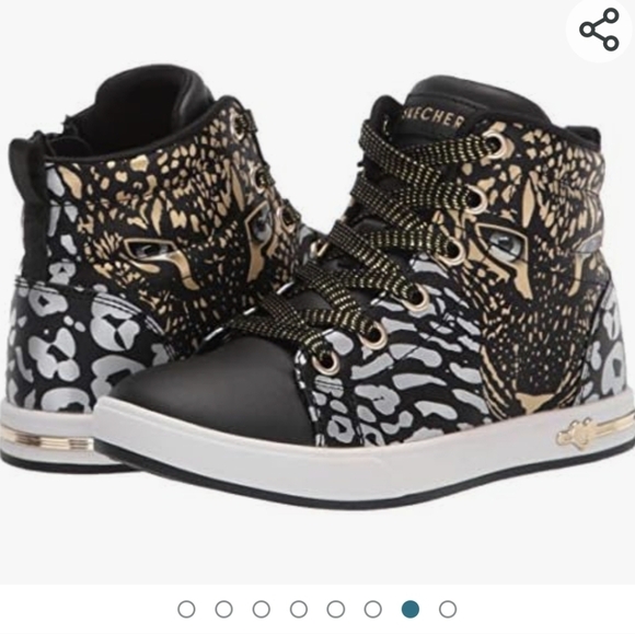 Skechers Unisex-Child Hi Top Sneaker black gold Leopard  Size 2 - Picture 5 of 16